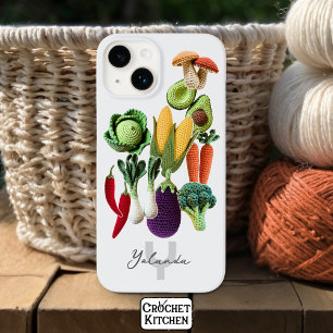 Colourful Crochet Vegetable Mushroom Collage Name Case-Mate iPhone 14 Case