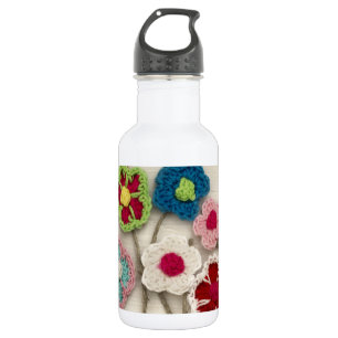 colourful crocheted flowers 532 ml water bottle