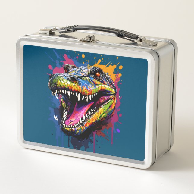 Colourful Crocodile Metal Lunch Box (Front)