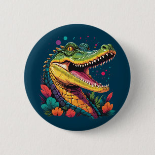 Colourful Crocodile Portrait 6 Cm Round Badge