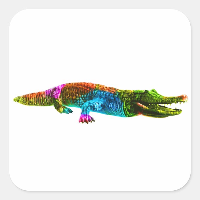 Colourful Crocodile Square Sticker (Front)