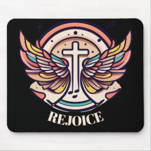 Colourful Cross Agnel Wings Rejoice Mouse Mat