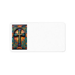 Colourful Cross Motif Address Labels