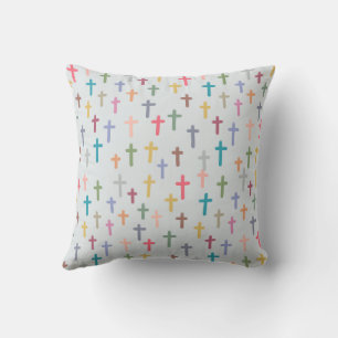 Colourful cross pattern cushion