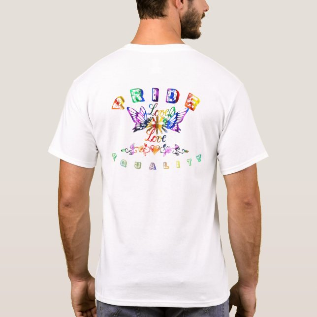 Colourful cross with love is love butterflies  T-Shirt (Back)