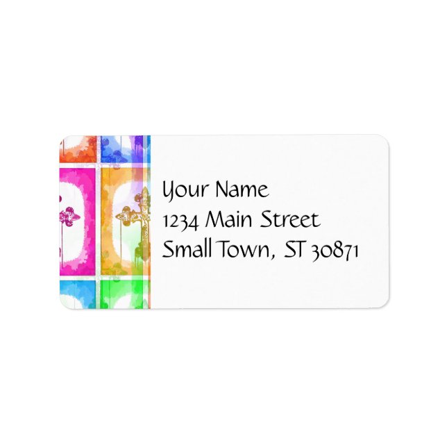 Colourful Crosses Christian Pop Art Collage Label (Front)