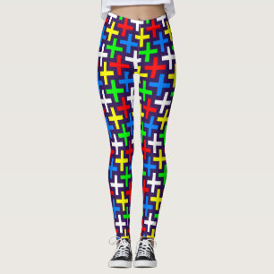 Colourful crosses pattern leggings