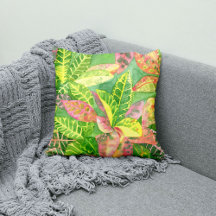 Colourful Croton Watercolor Pillow