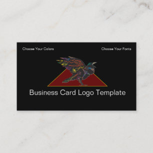 Colourful Crow or Raven Logo Business Card