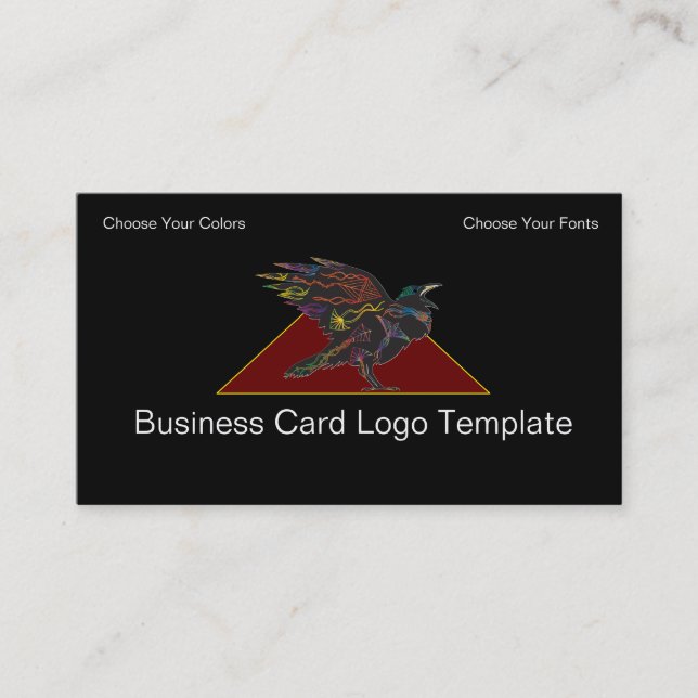 Colourful Crow or Raven Logo Business Card (Front)
