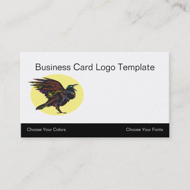 Colourful Crow or Raven Logo Business Card (Front)