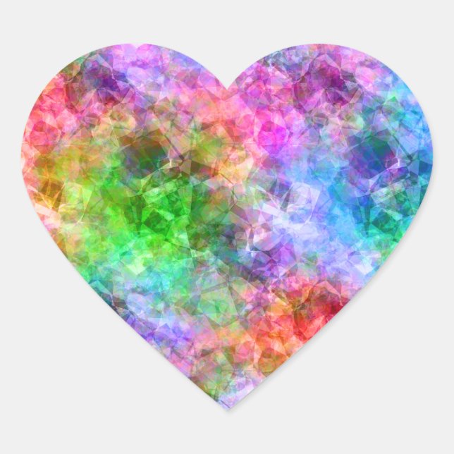 Colourful Crumpled Texture Heart Sticker (Front)