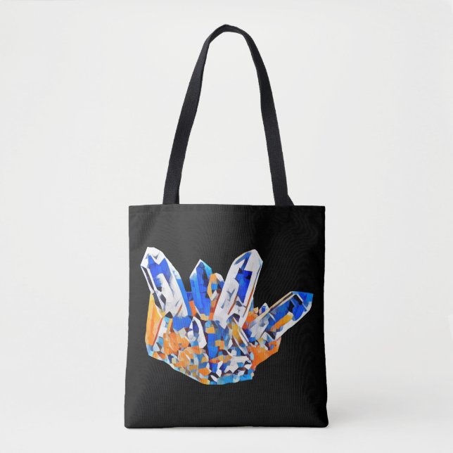 Colourful Crystal Gemstone Rocks Abstract Art Tote Bag (Front)