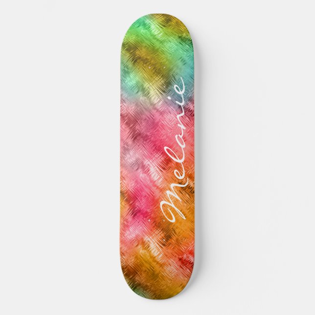 Colourful Crystal Glass Pattern Skateboard (Front)