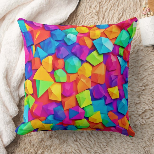 Colourful Crystal Shapes Art Cushion (Blanket)