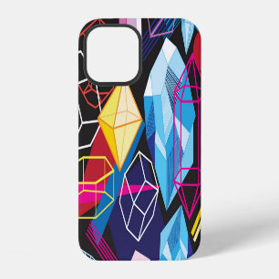 Colourful crystals, dark abstract background iPhone 12 case