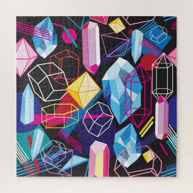 Colourful crystals, dark abstract background jigsaw puzzle (Vertical)