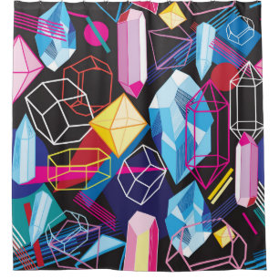 Colourful crystals, dark abstract background shower curtain