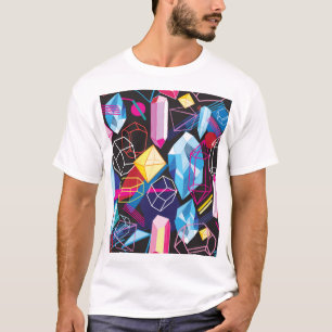 Colourful crystals, dark abstract background T-Shirt