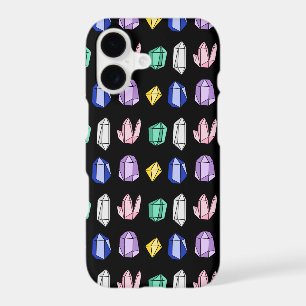 Colourful Crystals Pattern Black