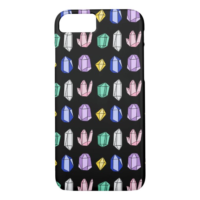 Colourful Crystals Pattern Black Case-Mate iPhone Case (Back)