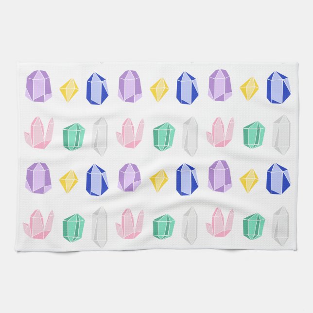 Colourful Crystals Pattern Tea Towel (Horizontal)