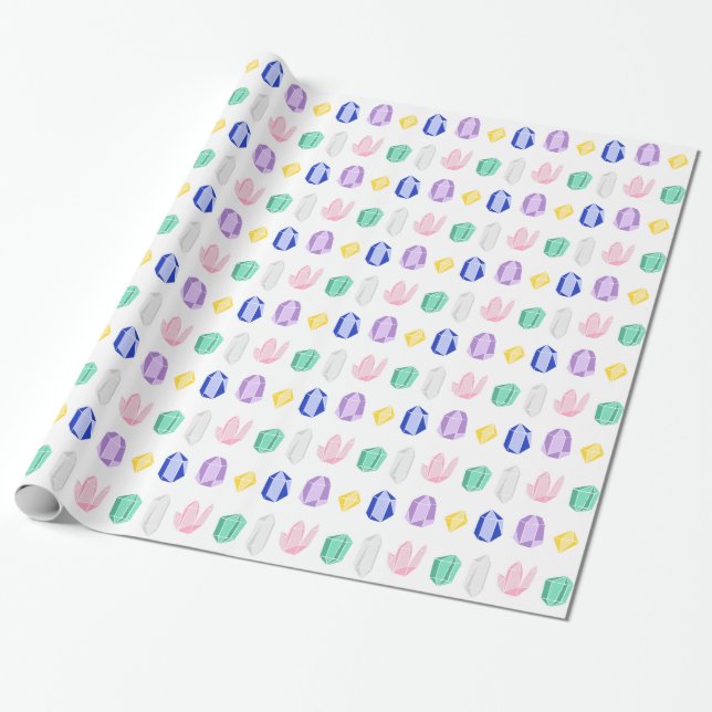 Colourful Crystals Pattern Wrapping Paper (Unrolled)