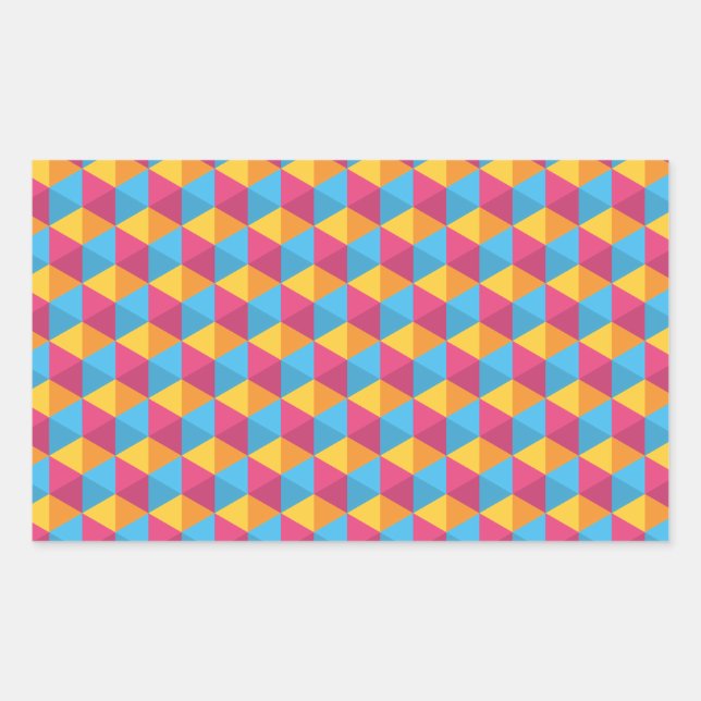 Colourful Cube Pattern Rectangular Sticker (Front)