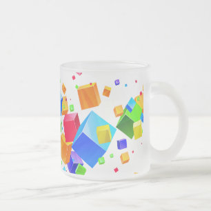 Colourful Cubes 1 Frosted Glass Coffee Mug