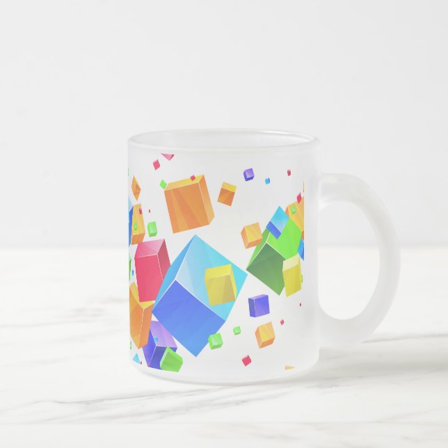 Colourful Cubes 1 Frosted Glass Coffee Mug (Right)