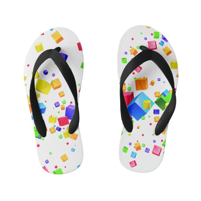 Colourful Cubes 1 Kid's Flip Flops (Footbed)