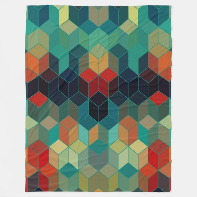 Colourful Cubes Pattern Modern Pattern Fleece Blanket (Front)