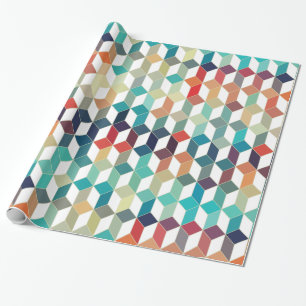 Colourful Cubes Pattern Over White Background Wrapping Paper