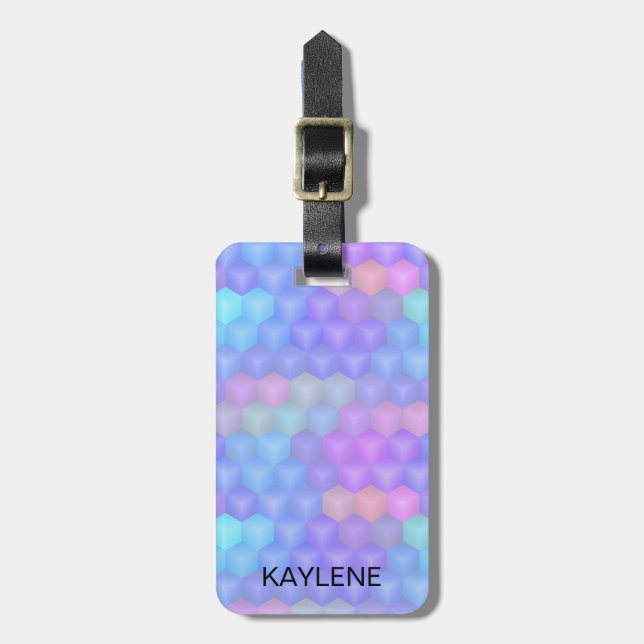 Colourful Cubes Personalised Luggage Tag (Front Vertical)