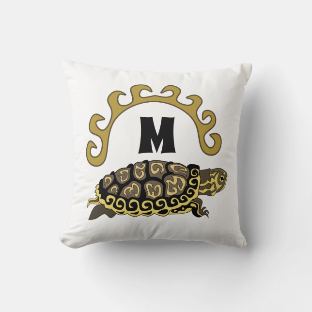 Colourful Cumberland Slider Turtle Monogram Cushion (Front)