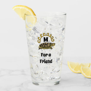 Colourful Cumberland Slider Turtle Monogram Glass
