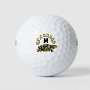 Colourful Cumberland Slider Turtle Monogram Golf Balls
