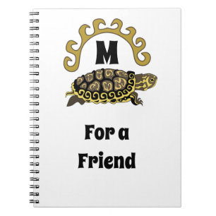 Colourful Cumberland Slider Turtle Monogram Notebook