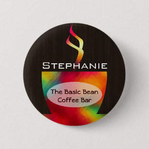 Colourful Cup Name Tag Button