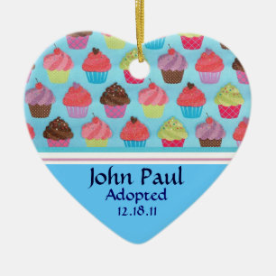 Colourful Cupcake Adoption Announcement Ornament