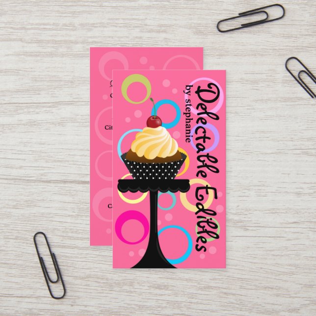 Colourful Cupcake Bakery Business Card (Front/Back In Situ)