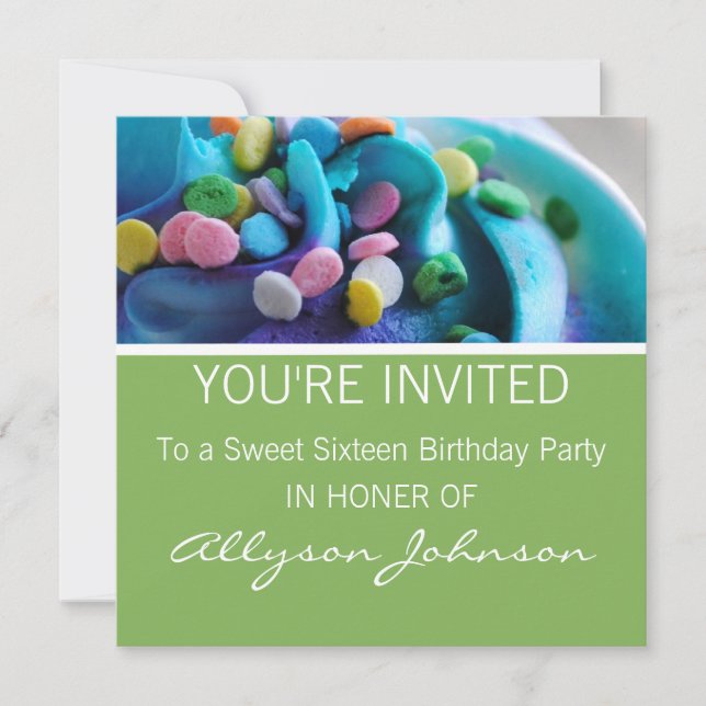 Colourful Cupcake Birthday Invitations (Front)