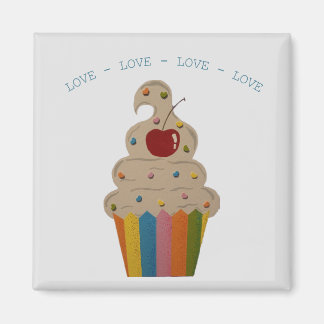 Colourful Cupcake Love Magnet
