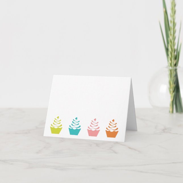 Colourful Cupcake Note Card (Front)