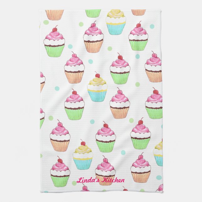 Colourful Cupcake Tea Towel (Vertical)