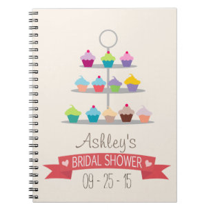 Colourful Cupcake Tree Bridal Shower Notebook
