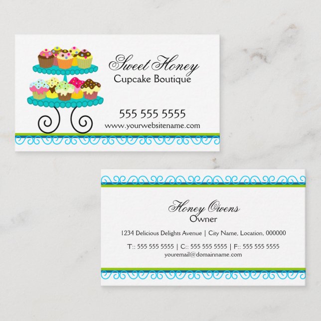 Colourful Cupcakes Baker Business Card (Front/Back)