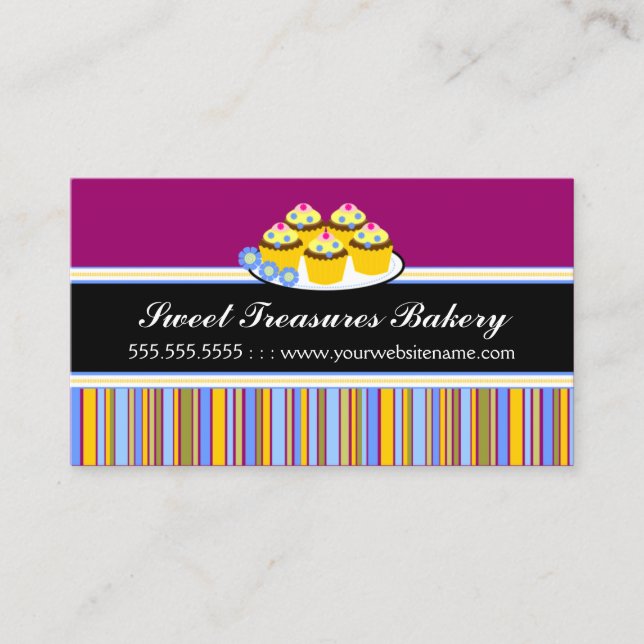 Colourful Cupcakes Bakery Business Card (Front)