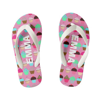 Colourful Cupcakes - Customisable Colours Kid's Flip Flops