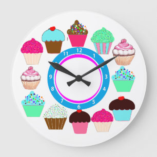 Colourful Cupcakes - Personalised Large Clock